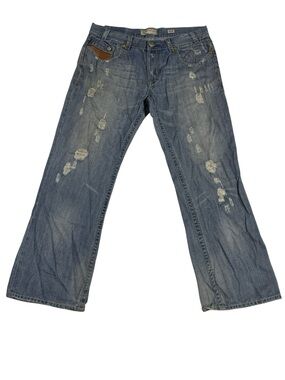 MEK Denim Jeans Mens 38x34 Light Blue Distressed Boulder Streetwear Hip Hop Rap